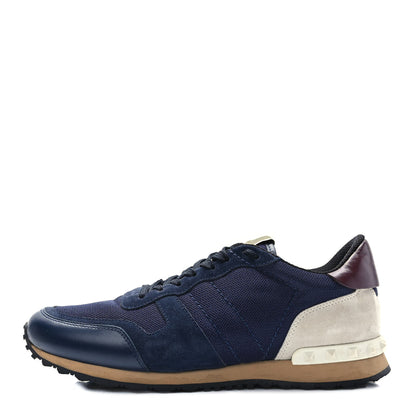 Valentino Garavani Nylon Suede Mens Rockrunner Sneakers 42 Navy 1 of 9