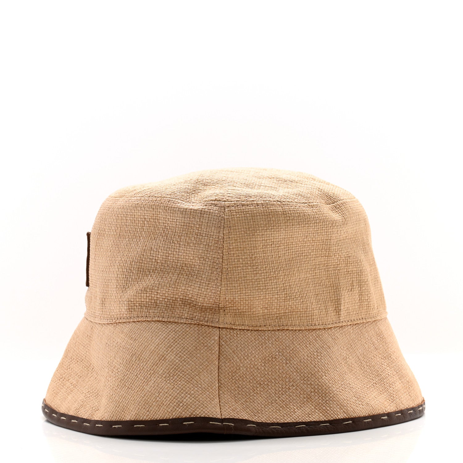 Fendi Cotton Woven Sheepskin FF Patch Bucket Hat S Naturale 4 of 9