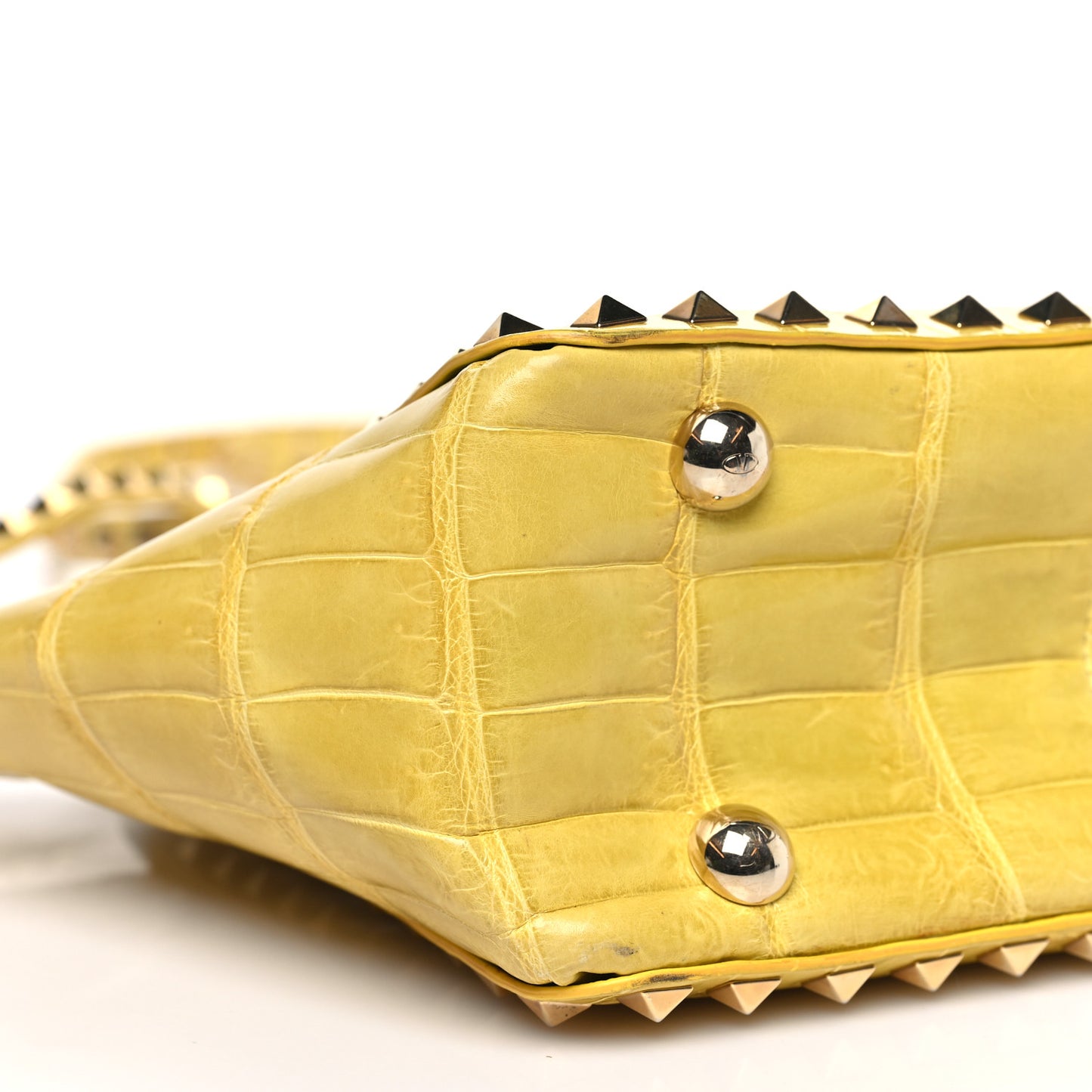 Crocodile Small Rockstud Tote Jonquill
