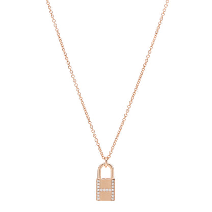 Hermes 18K Rose Gold Diamond Amulettes Cadenas Pendant Necklace 1 of 5