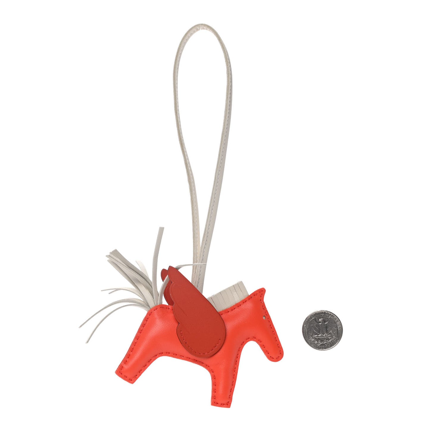 Milo Lambskin Grigri Rodeo Pegase Horse Bag Charm PM Orange Poppy Craie Terre Battue