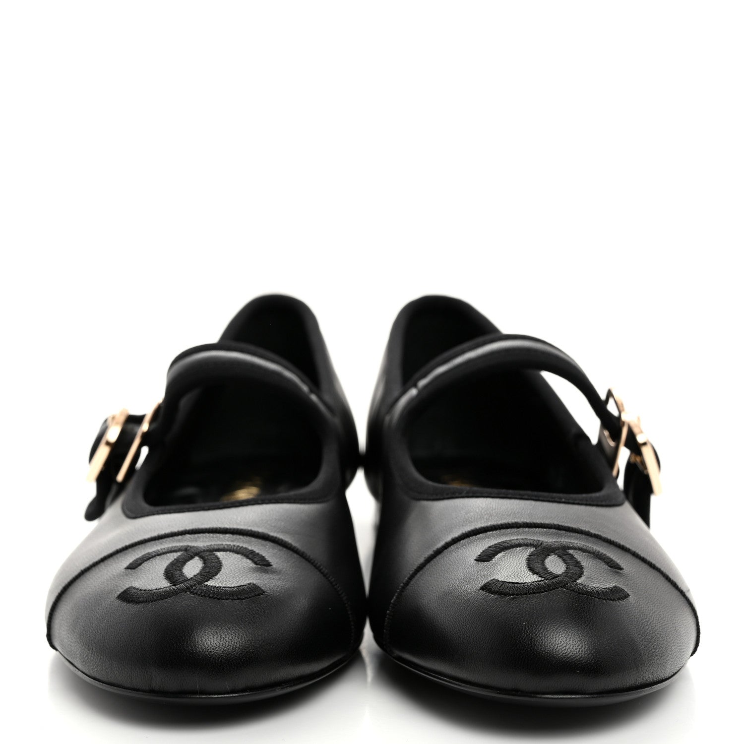Chanel Lambskin Mary Jane Flats 37.5 Black 2 of 9