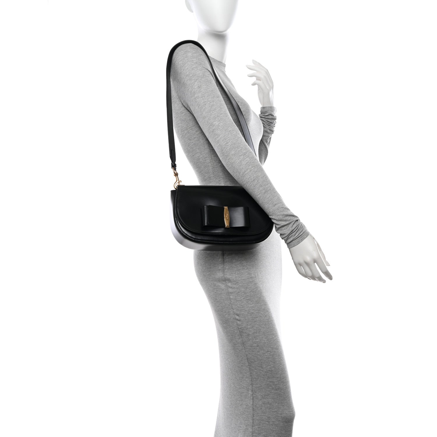 Salvatore Ferragamo Smooth Calfskin Vara Bow Flap Crossbody Black 3 of 16