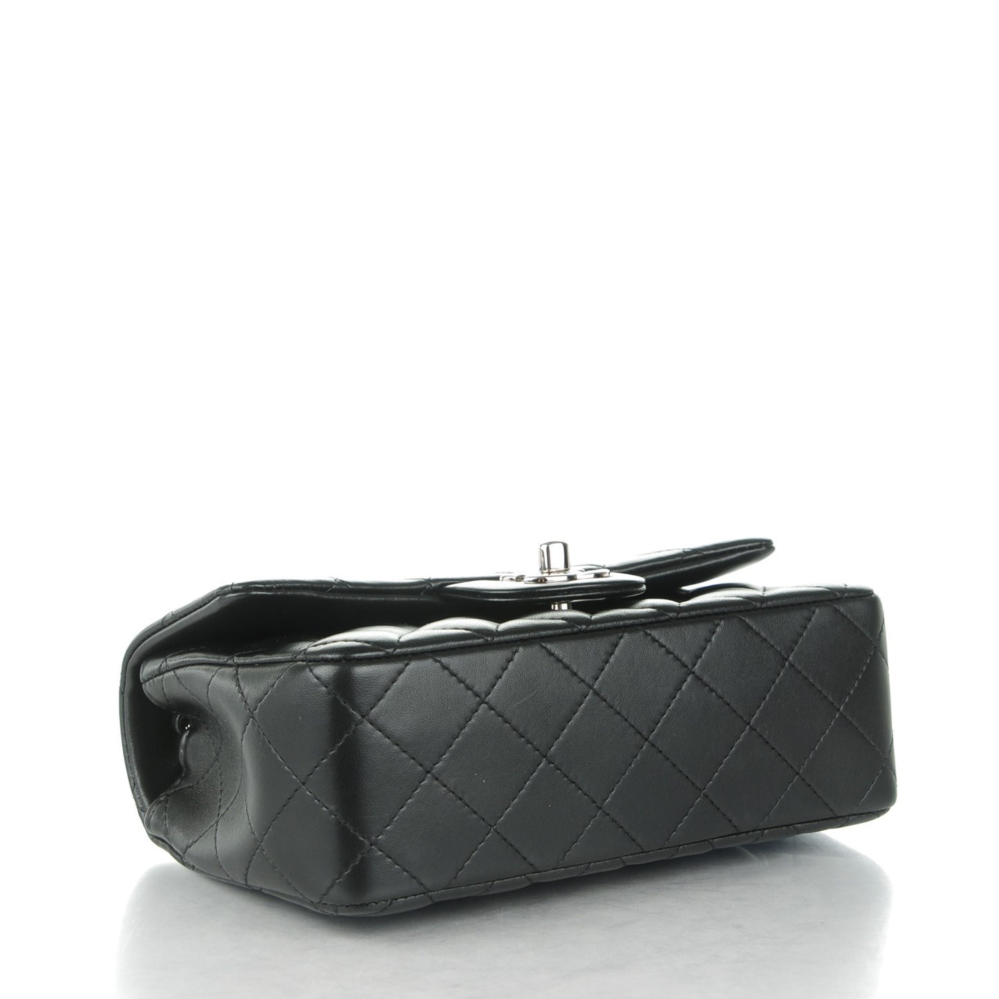 Lambskin Quilted Mini Rectangular Flap Black