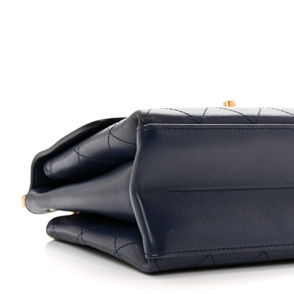 Chanel Lambskin Stitched Coco Luxe Medium Flap Blue 9 of 10