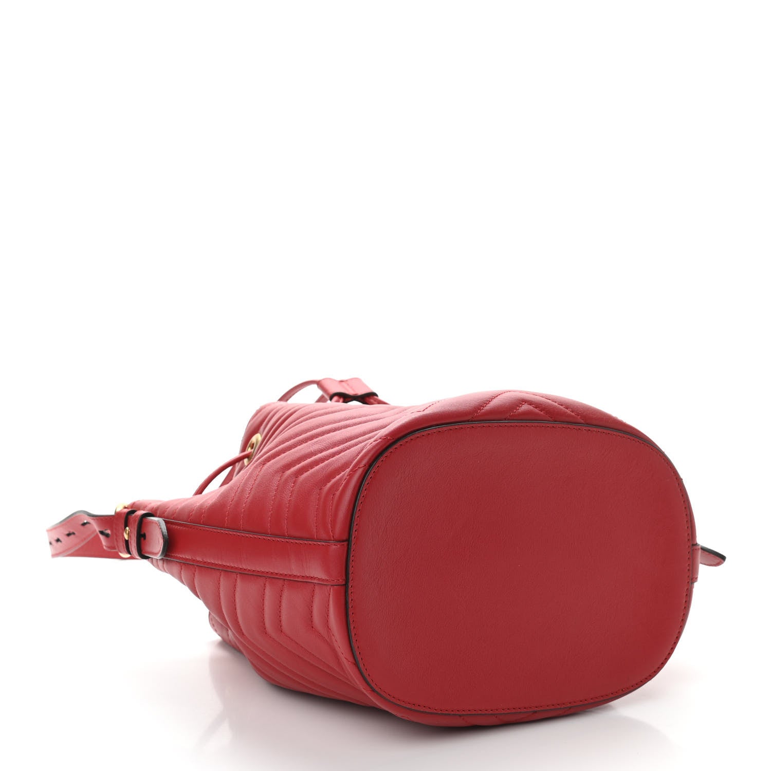 Gucci Calfskin Matelasse Sylvie Web GG Marmont Bucket Bag Hibiscus Red 4 of 10