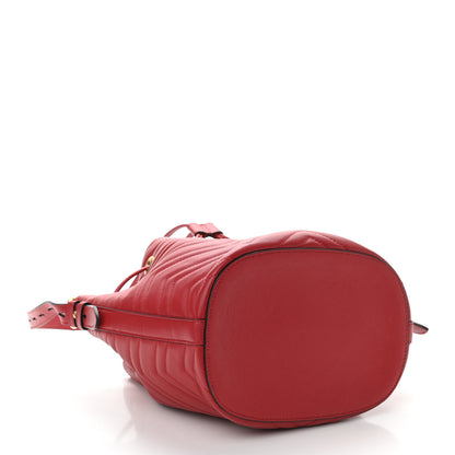 Gucci Calfskin Matelasse Sylvie Web GG Marmont Bucket Bag Hibiscus Red 4 of 10