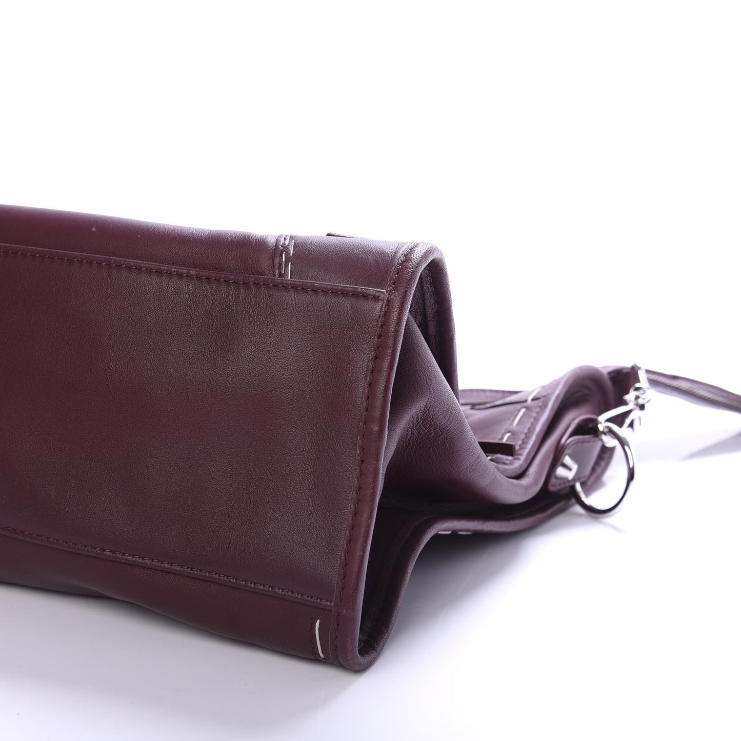 Calfskin Topstitch Classic Silver Hardware City Rouge Lie De Vin