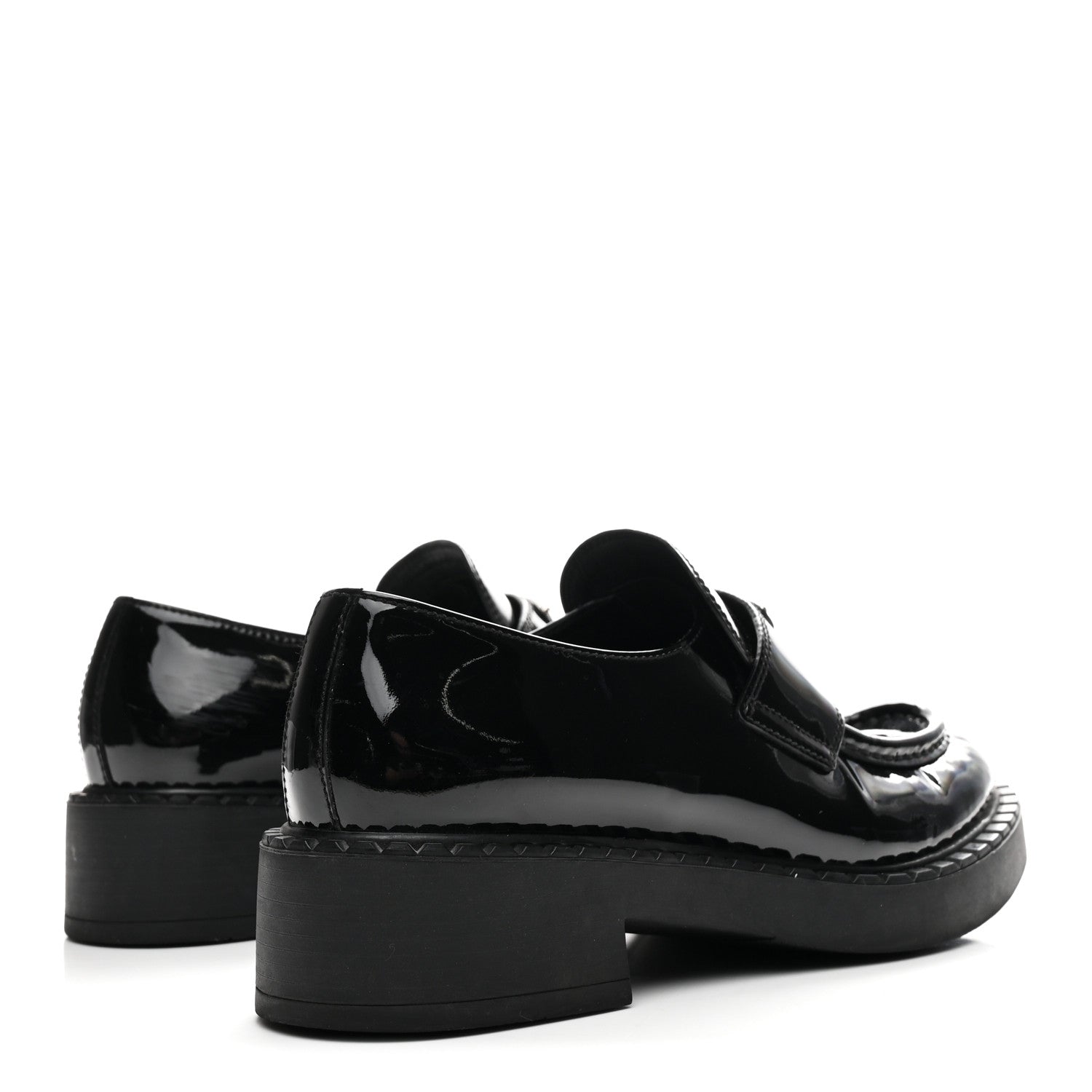 Prada Vernice Triangle 50mm Loafers 38.5 Black 5 of 9
