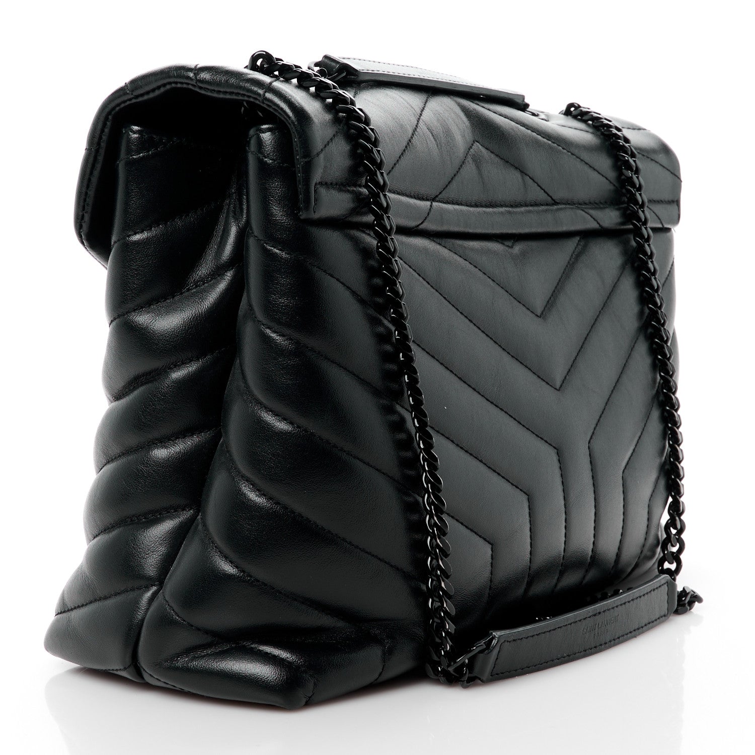 Saint Laurent Calfskin Y Quilted Monogram Monochrome Medium Loulou Chain Satchel Black 3 of 12