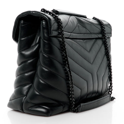 Saint Laurent Calfskin Y Quilted Monogram Monochrome Medium Loulou Chain Satchel Black 3 of 12