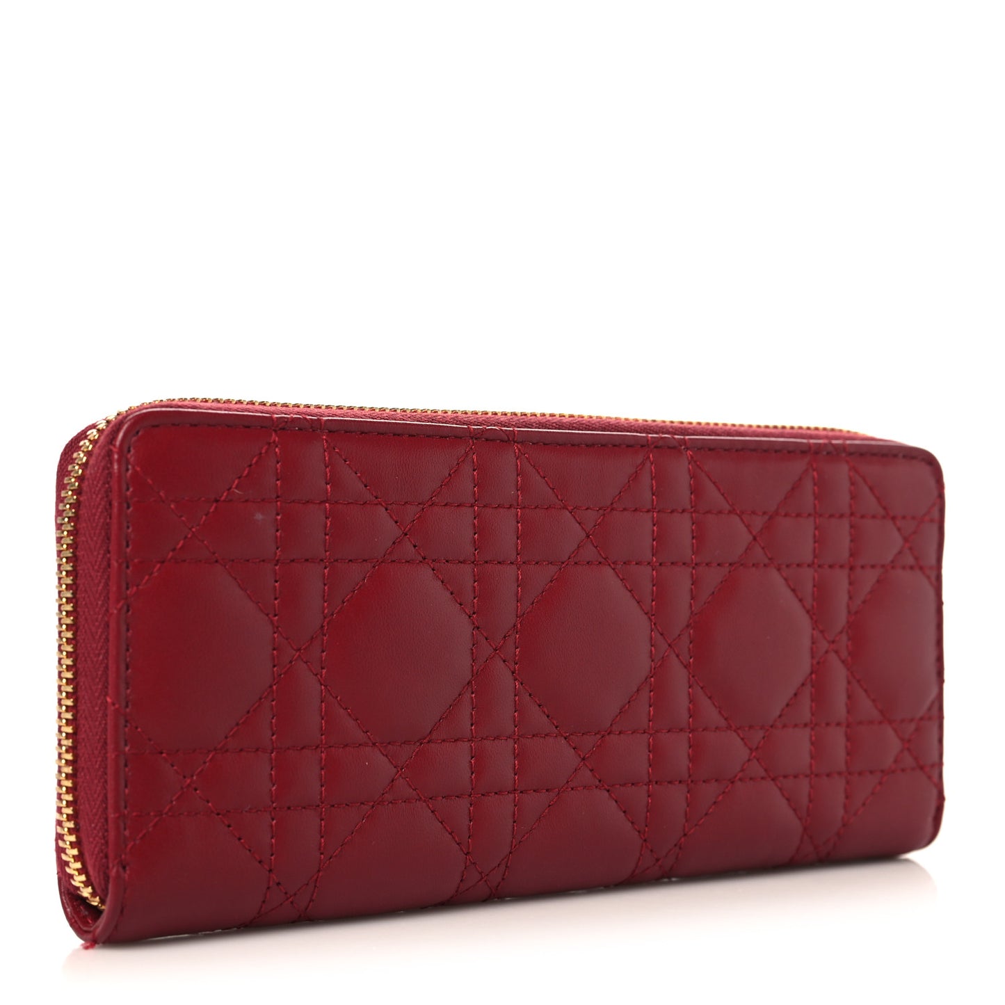 Lambskin Cannage Jolie Voyageur Slim Wallet Cherry Red