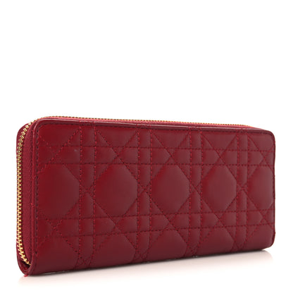 Christian Dior Lambskin Cannage Jolie Voyageur Slim Wallet Cherry Red 3 of 8