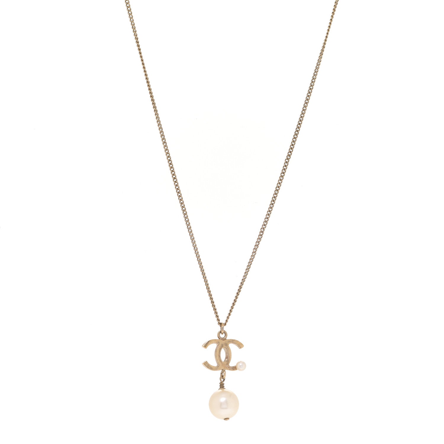 Chanel Pearl CC Drop Necklace Gold 1 of 7