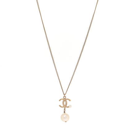Chanel Pearl CC Drop Necklace Gold 1 of 7