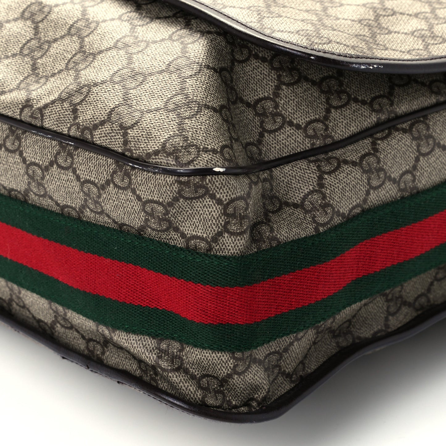 GG Plus Monogram Web Large Flap Messenger Bag Beige Dark Brown