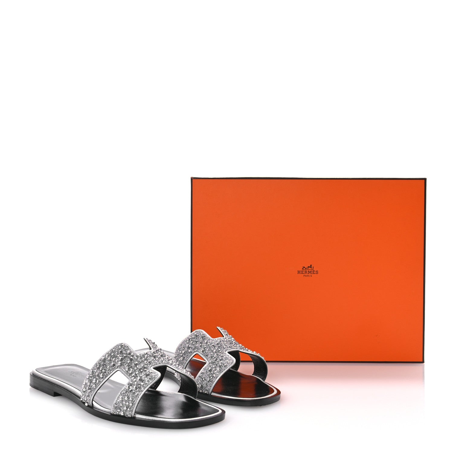 Hermes Velvet Goatskin Crystal Beads Oran Sandals 37 Gris Argente 10 of 10