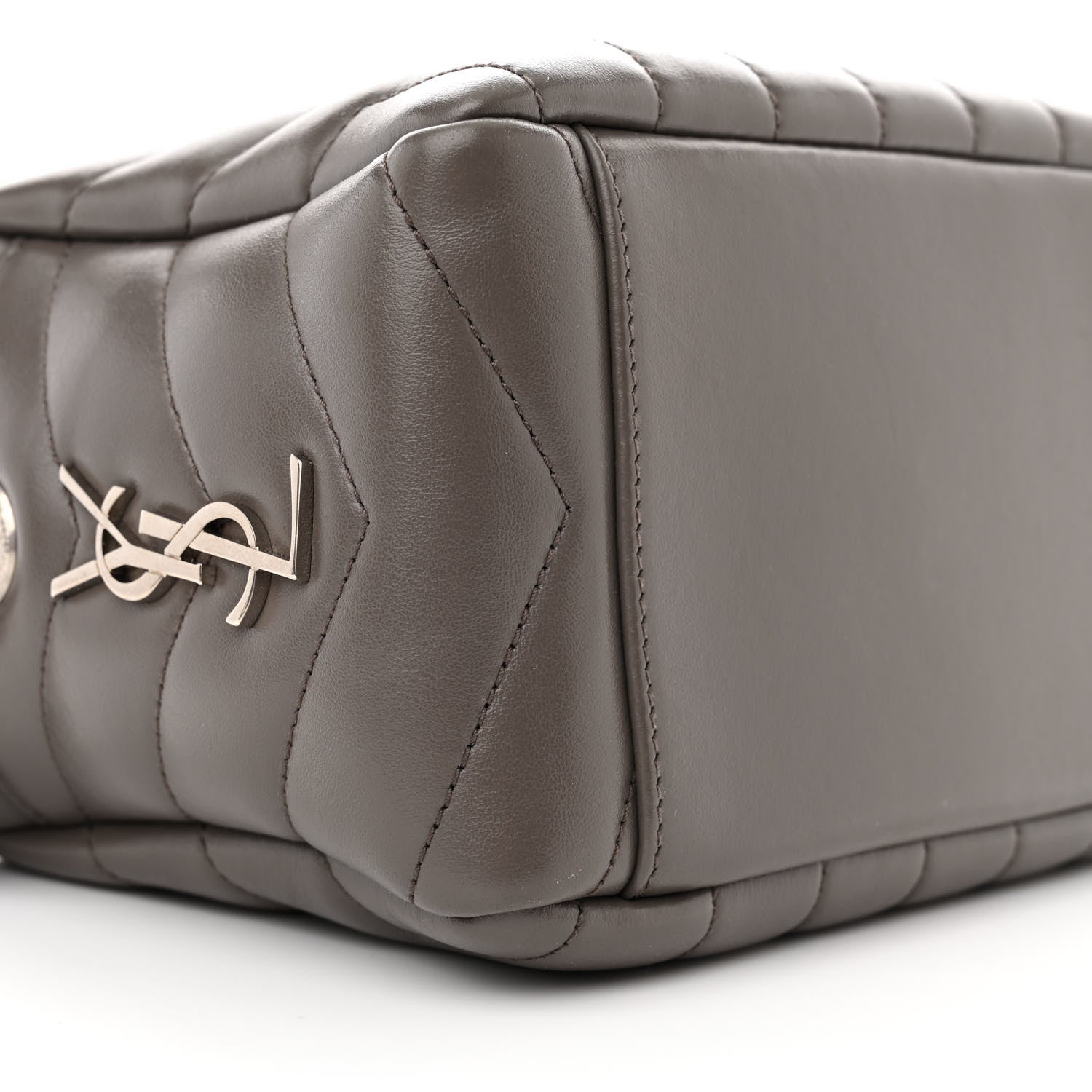 Saint Laurent Calfskin Y Quilted Monogram Small Loulou Bowling Bag Earth 9 of 12
