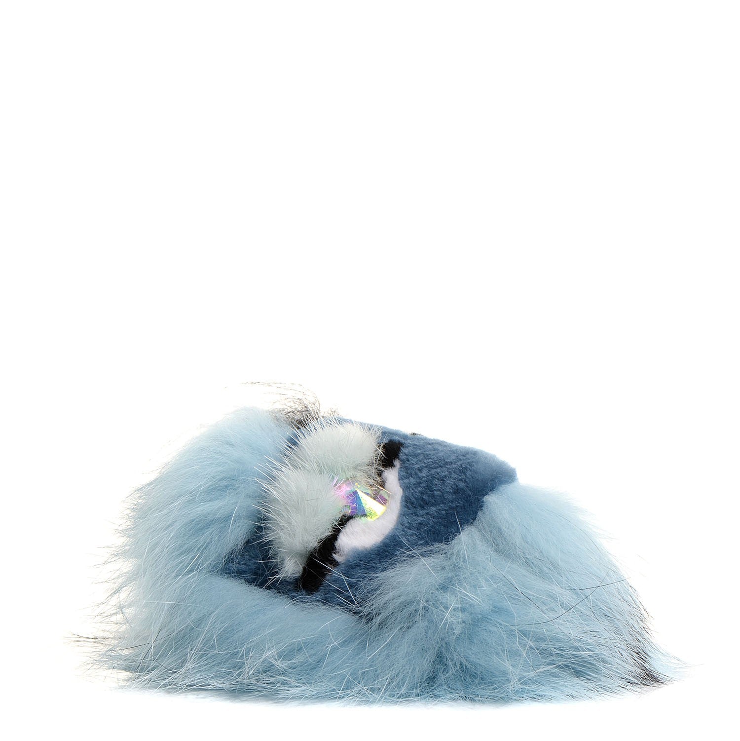 Fendi Fox Mink Rabbit Fur Maddie Monster Bag Bug Charm Light Blue 4 of 8