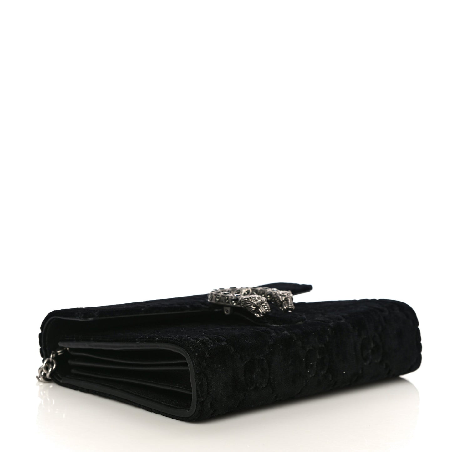 Velvet GG Monogram Mini Dionysus Chain Wallet Black