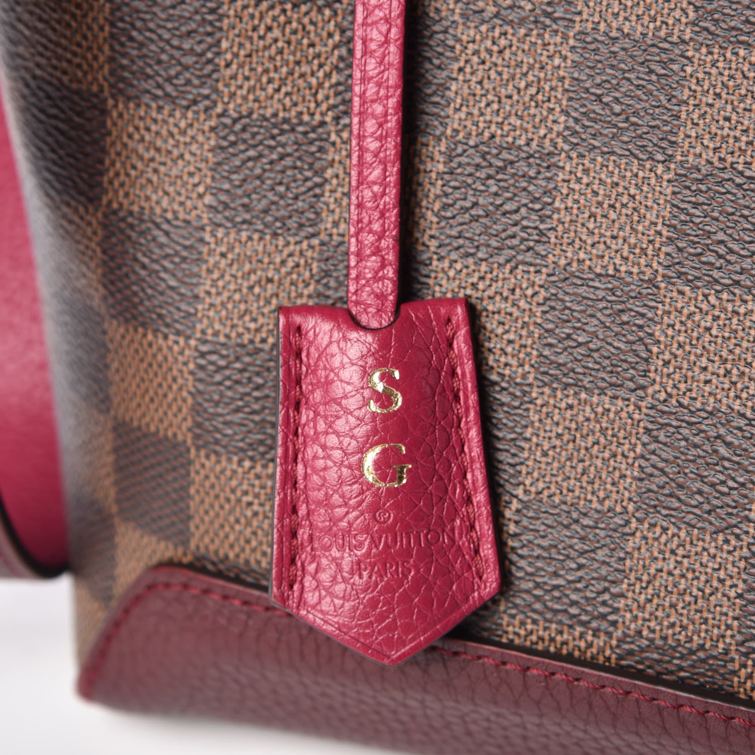Louis Vuitton Damier Ebene Cuir Taurillon Hyde Park Fuchsia 8 of 10