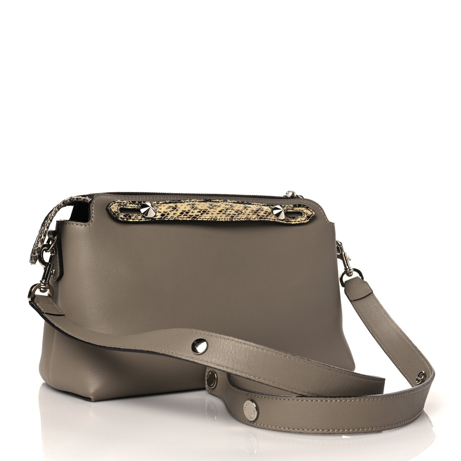 Fendi Vitello Dolce Elaphe Medium By The Way Boston Bag Tortora Multicolor 3 of 11