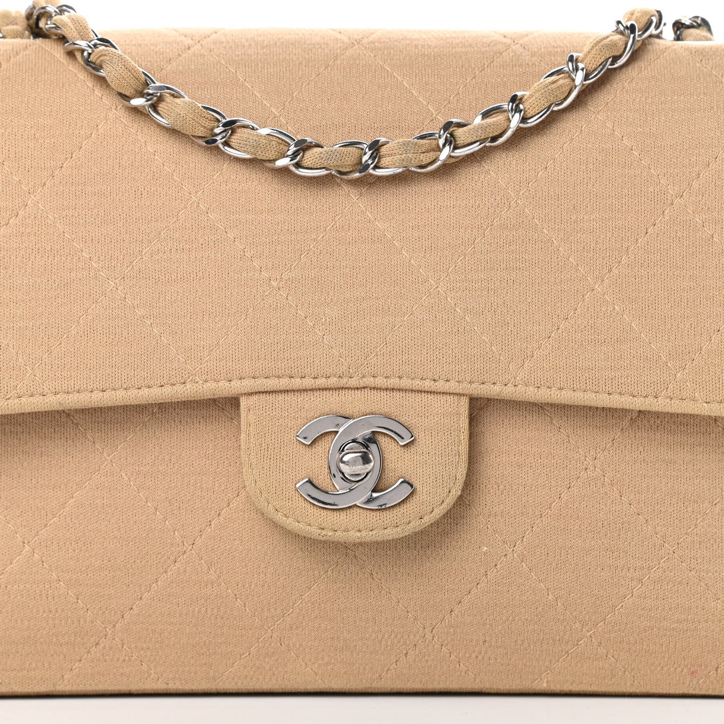 Jersey Quilted Medium Single Flap Beige