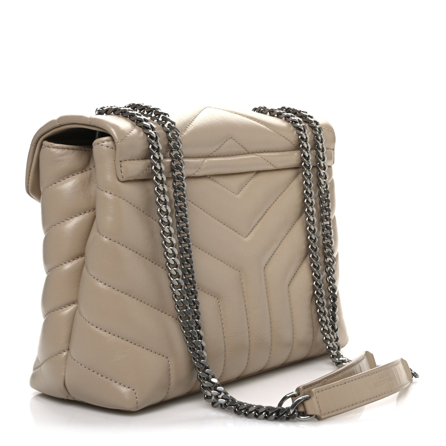 Calfskin Y Quilted Monogram Small Loulou Chain Satchel Nude Powder