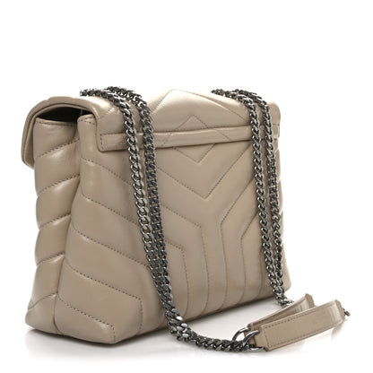 Saint Laurent Calfskin Y Quilted Monogram Small Loulou Chain Satchel Nude Powder 3 of 11