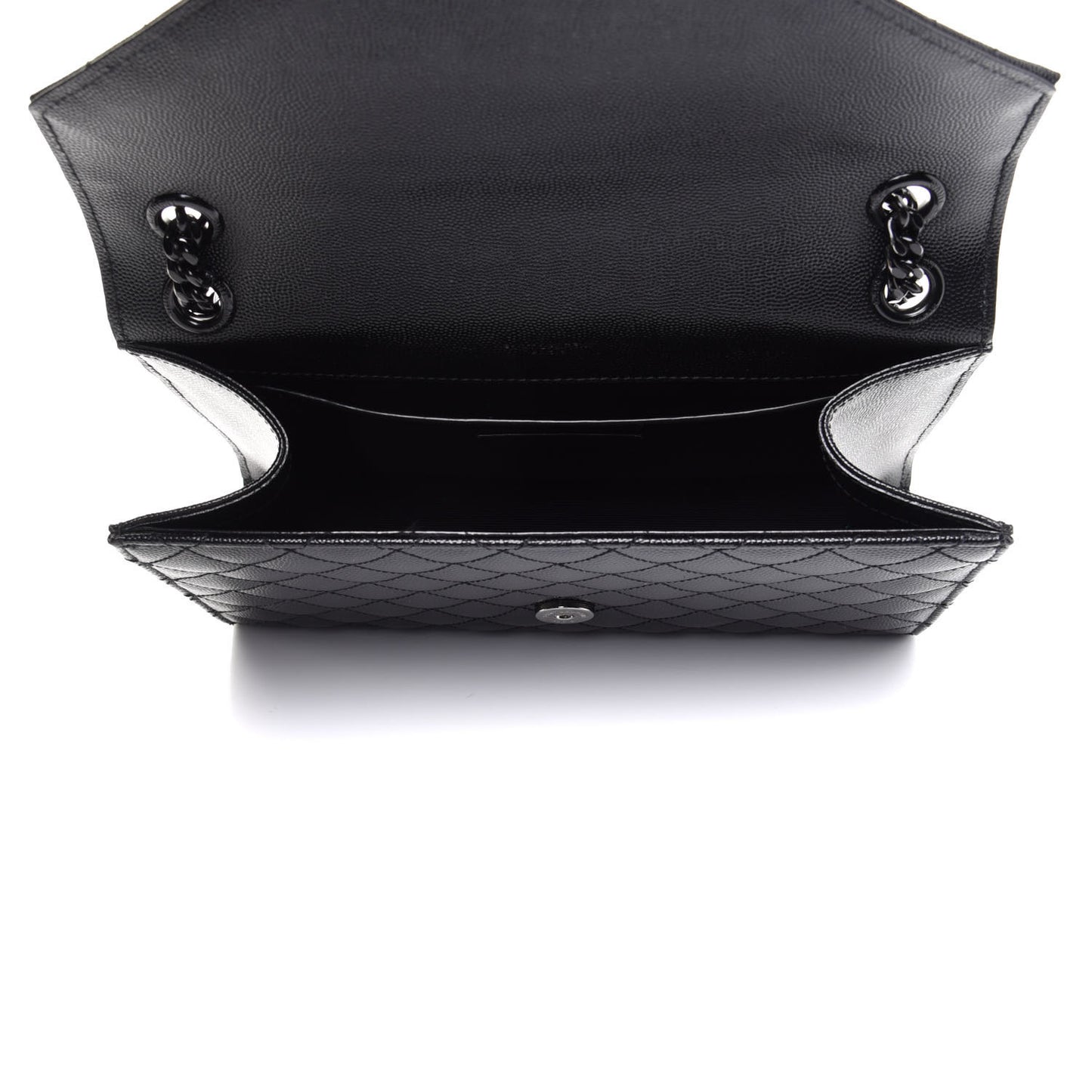 Grain De Poudre Textured Mixed Matelasse Triquilt Medium Monogram Satchel Black