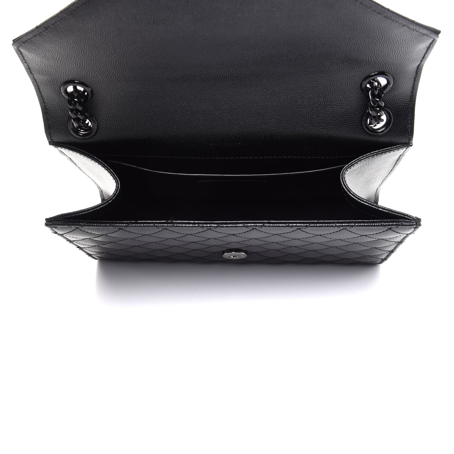 Saint Laurent Grain De Poudre Textured Mixed Matelasse Triquilt Medium Monogram Satchel Black 5 of 13