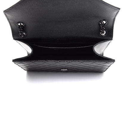 Saint Laurent Grain De Poudre Textured Mixed Matelasse Triquilt Medium Monogram Satchel Black 5 of 13