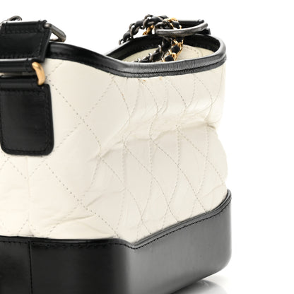 Chanel Aged Calfskin Quilted Small Gabrielle Hobo Black White 19 of 19