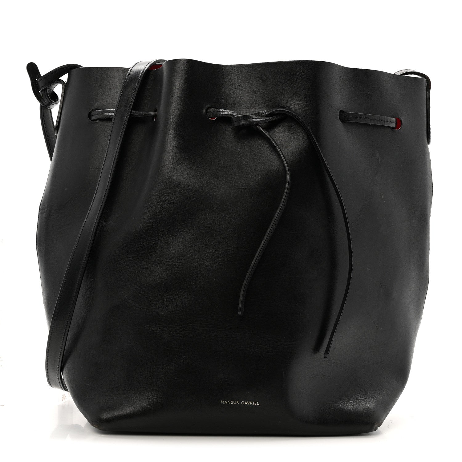 Mansur Gavriel Vegetable Tanned Calfskin Bucket Bag Black Flamma 1 of 16