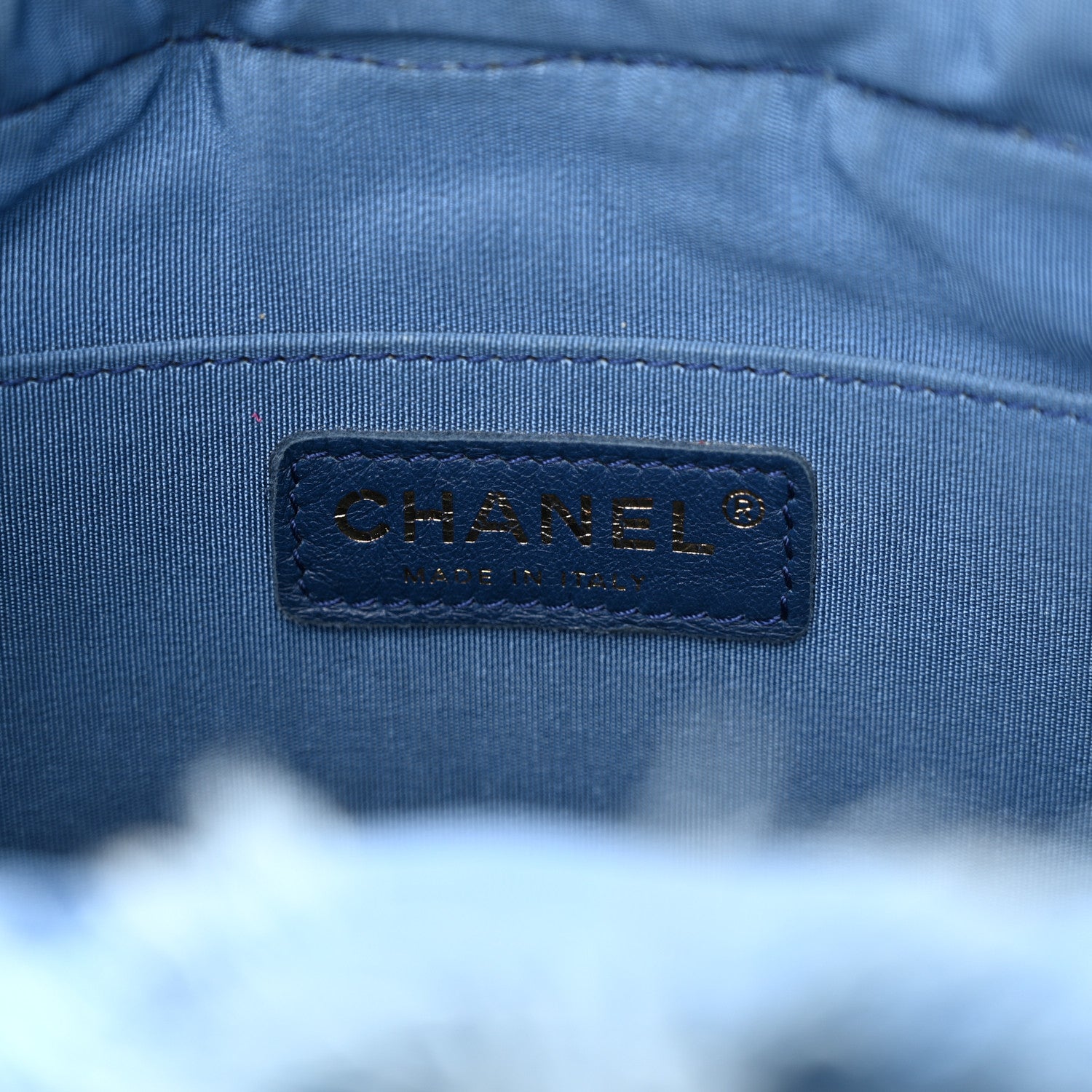 Chanel Denim Quilted Mood Bucket With Chain Blue Multicolor 6 of 10