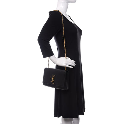 Saint Laurent Grain De Poudre Medium Classic Monogram Kate Satchel Black 2 of 9