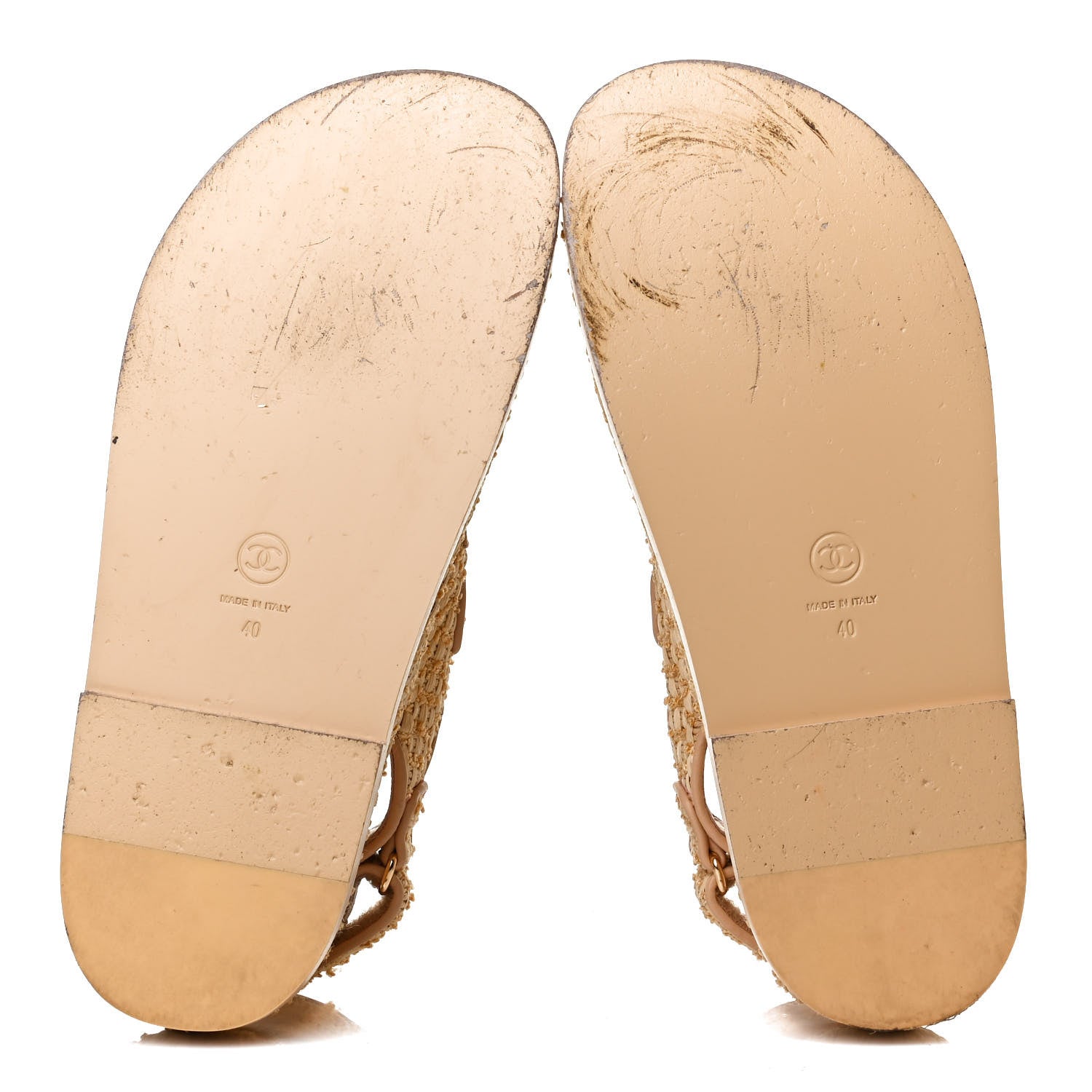 Chanel Braided Fabric Velcro Dad Sandals 40 Beige 7 of 14