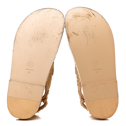 Chanel Braided Fabric Velcro Dad Sandals 40 Beige 7 of 14