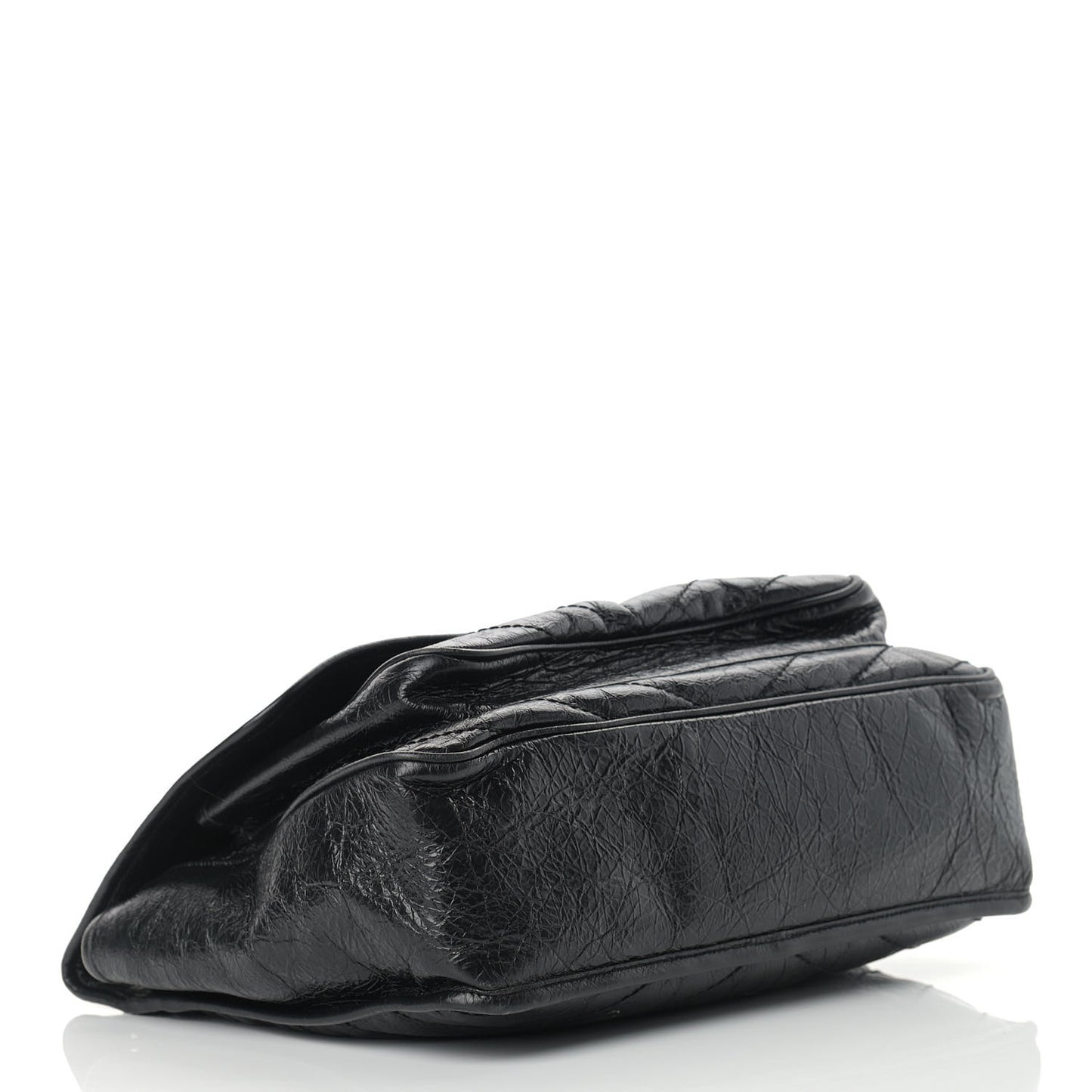 Crinkled Calfskin Matelasse Monogram Large Niki Chain Satchel Black