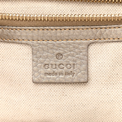 Gucci Metallic Pebbled Calfskin Medium Bamboo Shopper Tote Golden Beige 8 of 16