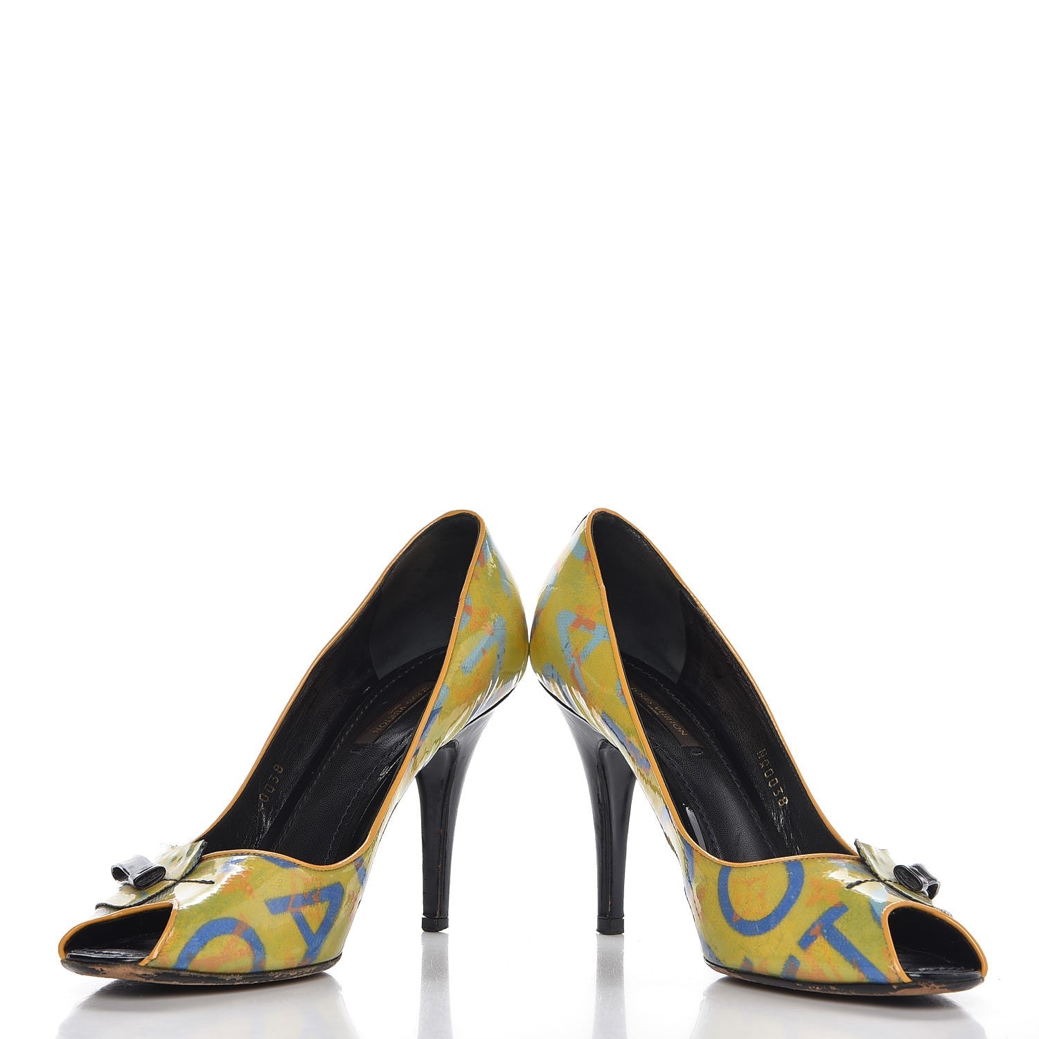 Louis Vuitton Monogram Pulp Karung Defile Peep Toe Pumps 40 Yellow 6 of 9