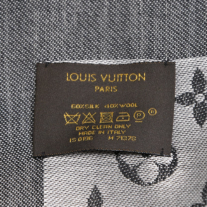 Louis Vuitton Wool Silk Monogram Denim Shawl Black 4 of 4