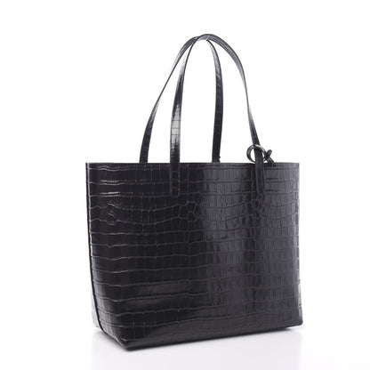 Mansur Gavriel Crocodile Embossed Calfskin Large Shopping Tote Black 3 of 10