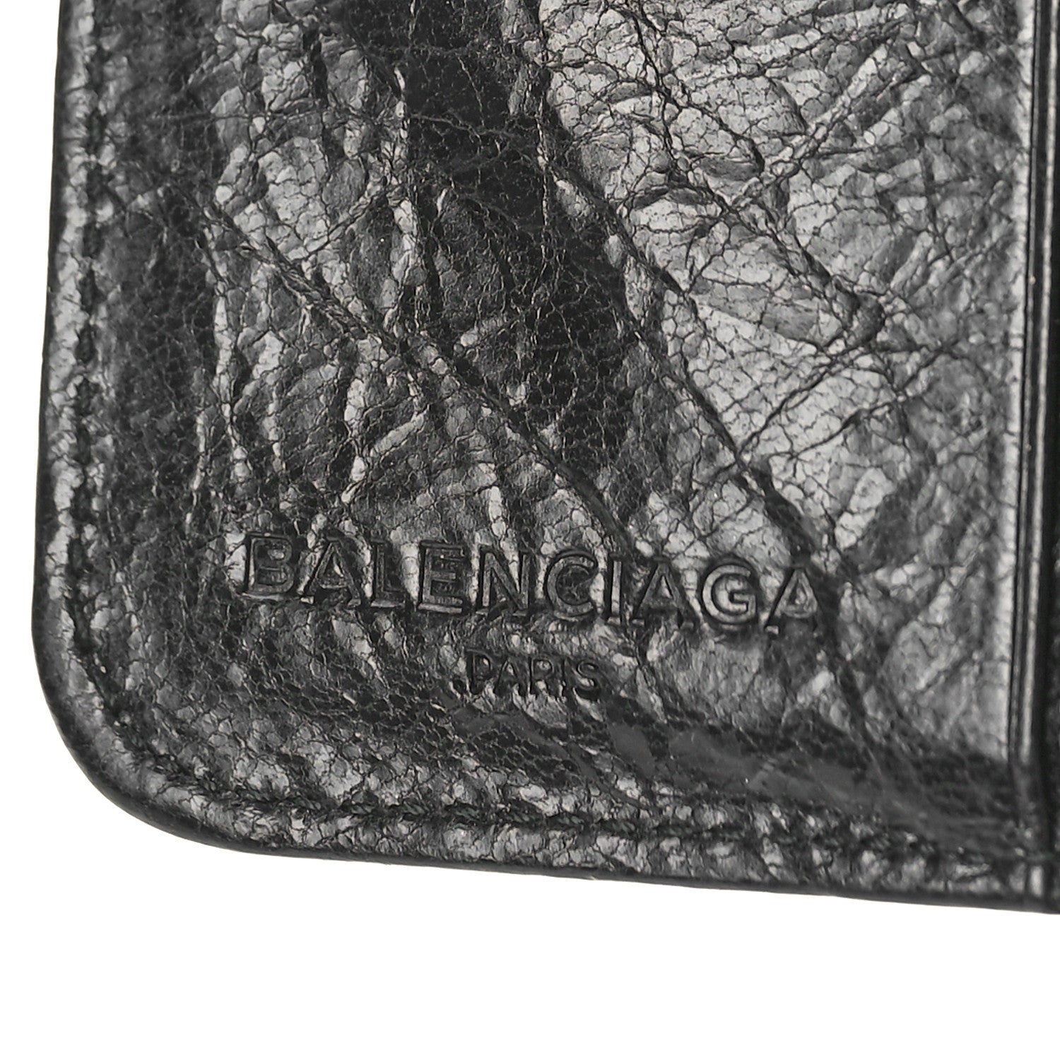 Balenciaga Agneau Classic Silver Hardware Compact Wallet Black 6 of 9
