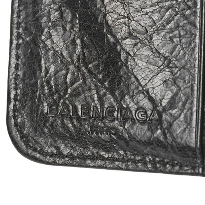 Balenciaga Agneau Classic Silver Hardware Compact Wallet Black 6 of 9