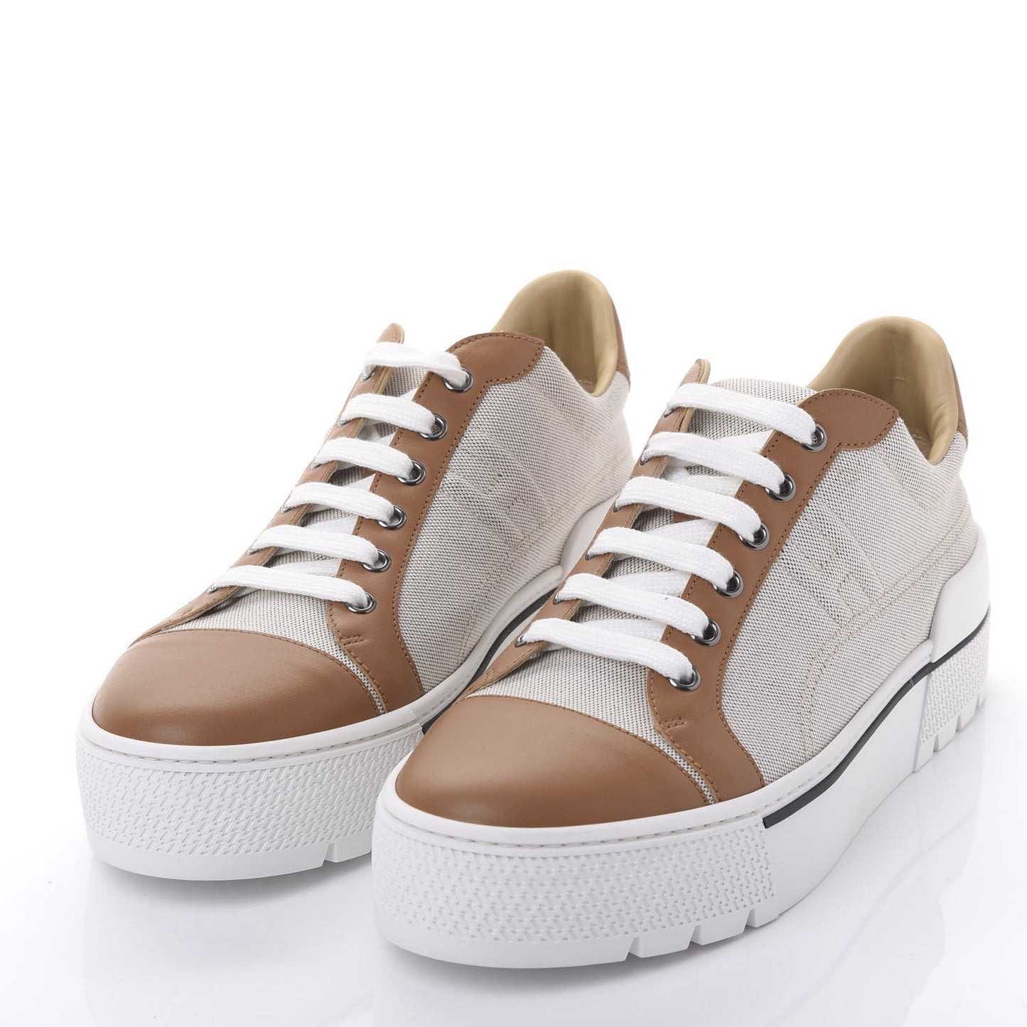 Canvas Calfskin Womens Voltage Sneakers 41 Prunoir Naturel