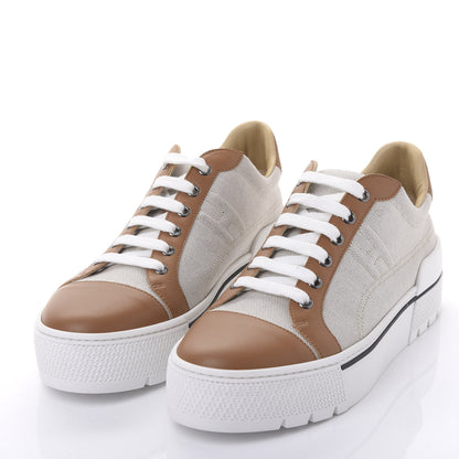 Hermes Canvas Calfskin Womens Voltage Sneakers 41 Prunoir Naturel 3 of 10