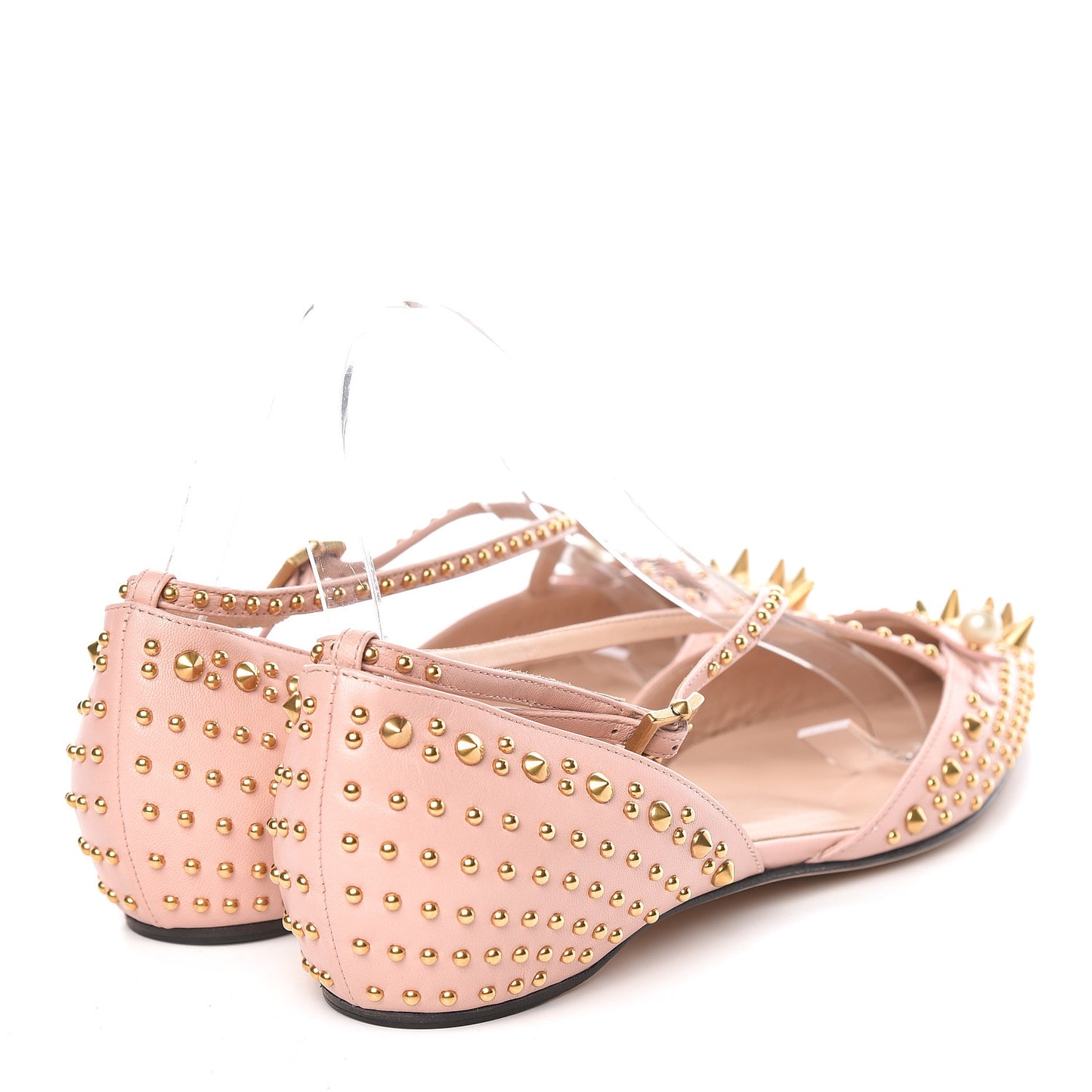 Malaga Kid Studded Pointed Toe Unia Flats 38 Perfect Pink