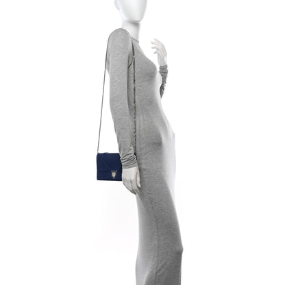 Christian Dior Grained Calfskin Diorama Wallet on Chain Pouch Blue 2 of 13