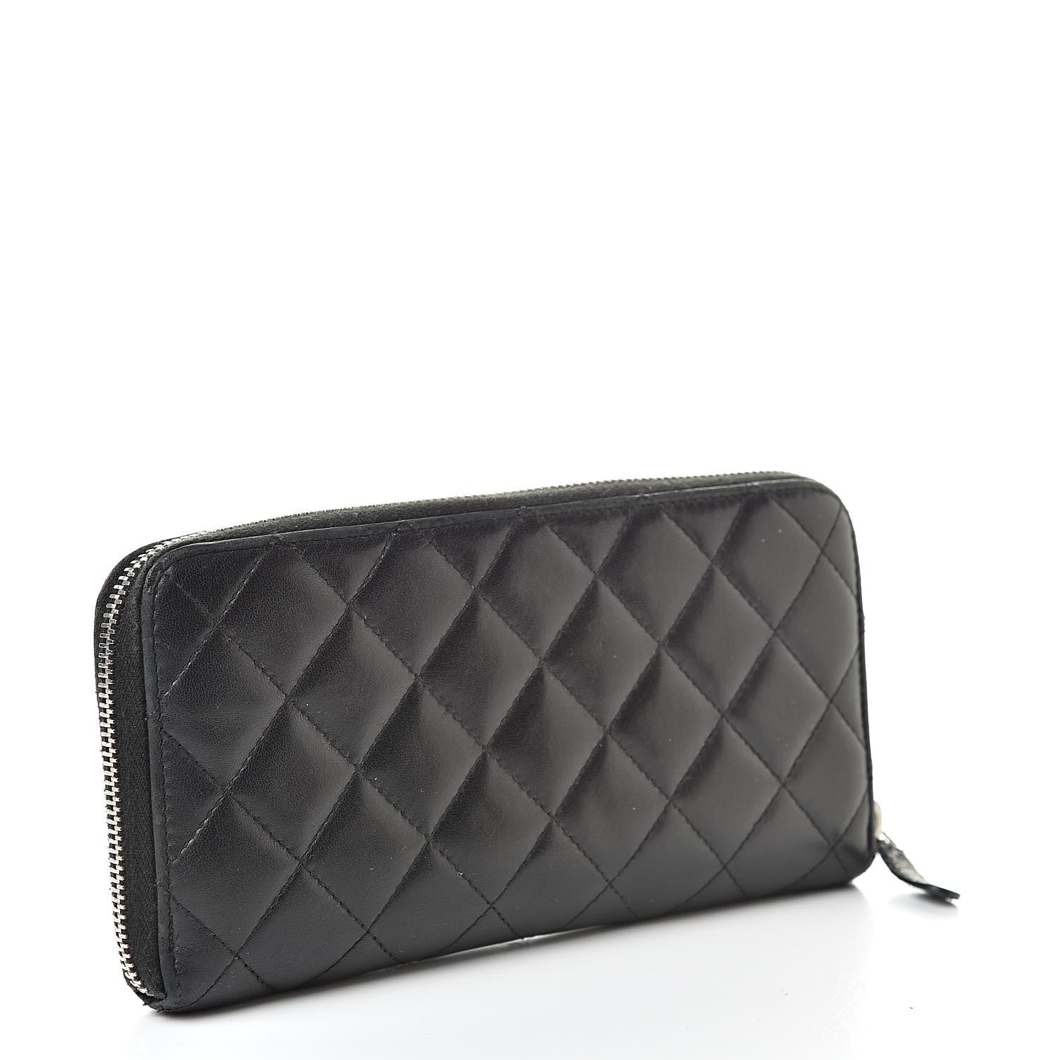 Chanel Lambskin Quilted Large Gusset Zip Around Wallet Black 3 of 19